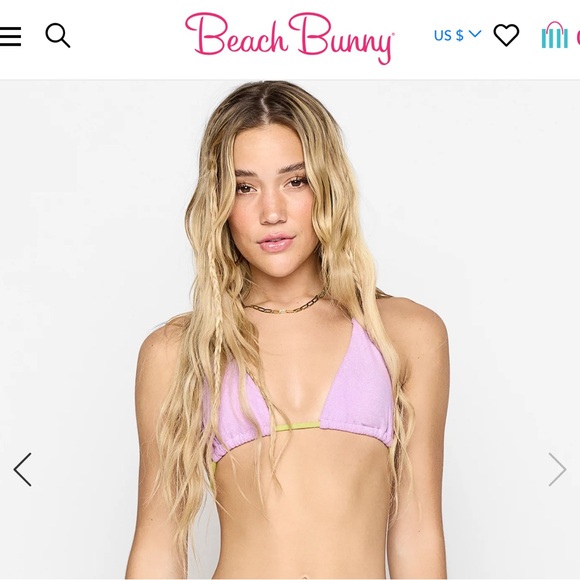 NWOT Beach Bunny Peyton Triangle Bikini Top by Summer Haus In Lavender & Green S - Picture 11 of 11